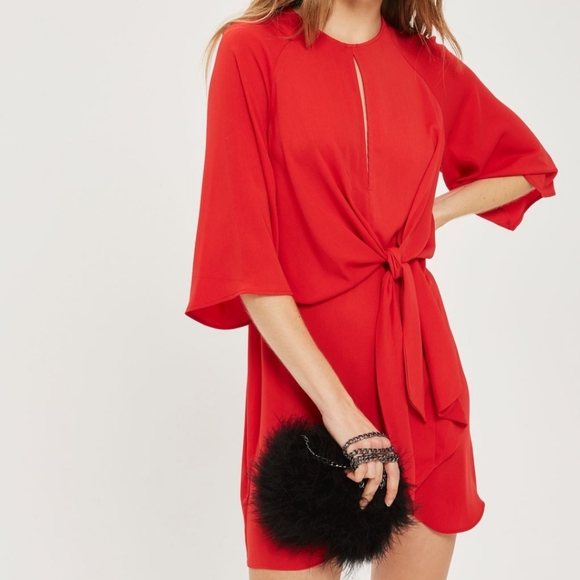 T C E C Red Tie Front Women's Dress. Size L. 🆕 - Picture 1 of 14